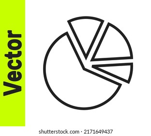 Black line Pie chart infographic icon isolated on white background. Diagram chart sign.  Vector