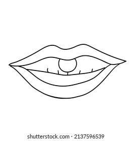 Black line Piercing. lineart isolated on white background. Vector set