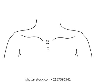 Black line Piercing. lineart isolated on white background. Vector set