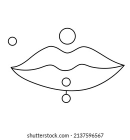 Black line Piercing. lineart isolated on white background. Vector set