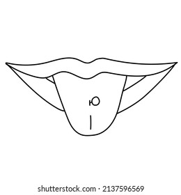 Black line Piercing. lineart isolated on white background. Vector set