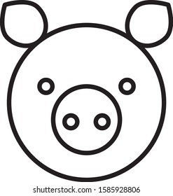 Black line Pig zodiac sign icon isolated on white background. Astrological horoscope collection.  Vector Illustration