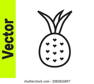 Schwarze Linie Ananas tropische Frucht Symbol einzeln auf weißem Hintergrund.  Vektorgrafik