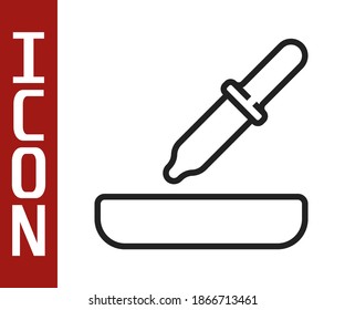 Black line Pipette icon isolated on white background. Element of medical, cosmetic, chemistry lab equipment.  Vector