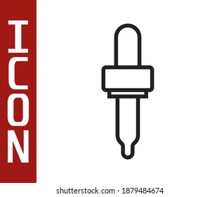 Black line Pipette icon isolated on white background. Element of medical, cosmetic, chemistry lab equipment.  Vector