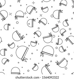 Black line Pirate bandana for head icon isolated seamless pattern on white background.  Vector Illustration