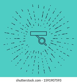 Black line Pirate eye patch icon isolated on green background. Pirate accessory. Abstract circle random dots. Vector Illustration