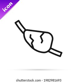Black line Pirate eye patch icon isolated on white background. Pirate accessory.  Vector