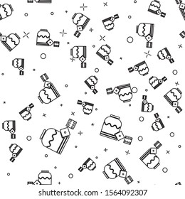 Black line Pirate game dice icon isolated seamless pattern on white background. Casino gambling.  Vector Illustration