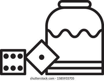 Black line Pirate game dice icon isolated on white background. Casino gambling.  Vector Illustration