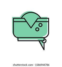 Black line Pirate hat icon isolated on white background.  Vector Illustration