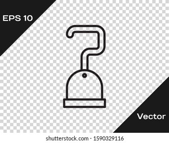 Black line Pirate hook icon isolated on transparent background.  Vector Illustration
