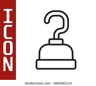 Black line Pirate hook icon isolated on white background. Happy Halloween party.  Vector
