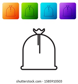 Black line Pirate sack icon isolated on white background. Set icons in color square buttons. Vector Illustration