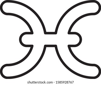 Black line Pisces zodiac sign icon isolated on white background. Astrological horoscope collection.  Vector Illustration