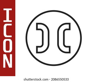 Black line Pisces zodiac sign icon isolated on white background. Astrological horoscope collection.  Vector