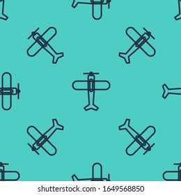 Icono de Plano de línea negra aislado sin fisuras en fondo verde. Icono de avión volador. Signo del avión.  Ilustración vectorial