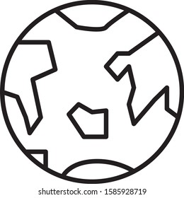 Black line Planet Earth icon isolated on white background.  Vector Illustration