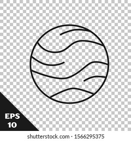 Black line Planet icon isolated on transparent background.  Vector Illustration