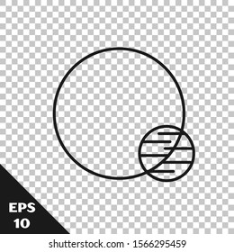 Black line Planet icon isolated on transparent background.  Vector Illustration