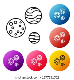 Black line Planet icon isolated on white background. Set icons colorful circle buttons. Vector Illustration