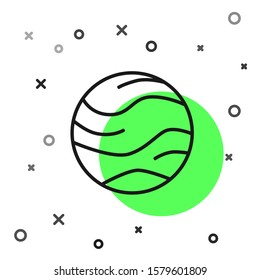 Icono Planeta de línea negra aislado en fondo blanco. Ilustración vectorial
