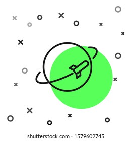 Black line Planet icon isolated on white background.  Vector Illustration