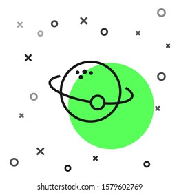 Black line Planet icon isolated on white background.  Vector Illustration