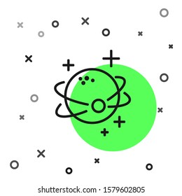 Black line Planet icon isolated on white background.  Vector Illustration