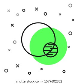 Black line Planet icon isolated on white background.  Vector Illustration