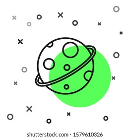 Black line Planet icon isolated on white background.  Vector Illustration