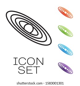 Black line Planet icon isolated on white background. Set icons colorful. Vector Illustration
