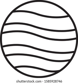 Black line Planet Jupiter icon isolated on white background.  Vector Illustration