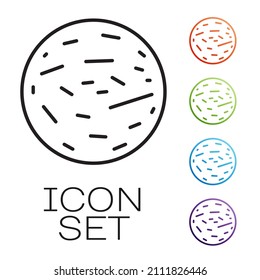 Black line Planet Mars icon isolated on white background. Set icons colorful. Vector Illustration