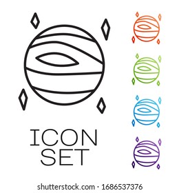 Black line Planet Venus icon isolated on white background. Set icons colorful. Vector Illustration