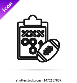 Black line Planning strategy concept icon isolated on white background. Soccer or american football cup formation and tactic.  Vector Illustration