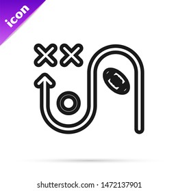 Black line Planning strategy concept icon isolated on white background. Soccer or american football cup formation and tactic.  Vector Illustration