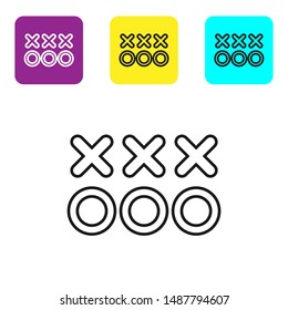 Black line Planning strategy concept icon isolated on white background. Soccer or american football cup formation and tactic. Set icons colorful square buttons. Vector Illustration