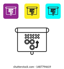 Black line Planning strategy concept icon isolated on white background. Soccer or american football cup formation and tactic. Set icons colorful square buttons. Vector Illustration