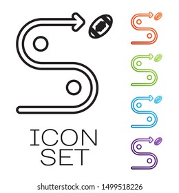 Black line Planning strategy concept icon isolated on white background. Soccer or american football cup formation and tactic. Set icons colorful. Vector Illustration