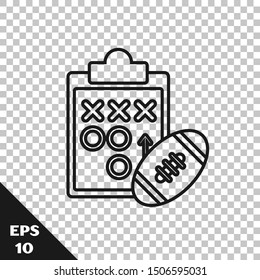Black line Planning strategy concept icon isolated on transparent background. Soccer or american football cup formation and tactic.  Vector Illustration