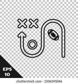 Black line Planning strategy concept icon isolated on transparent background. Soccer or american football cup formation and tactic.  Vector Illustration