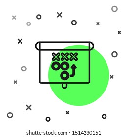 Black line Planning strategy concept icon isolated on white background. Soccer or american football cup formation and tactic.  Vector Illustration