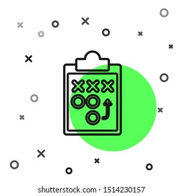 Black line Planning strategy concept icon isolated on white background. Soccer or american football cup formation and tactic.  Vector Illustration