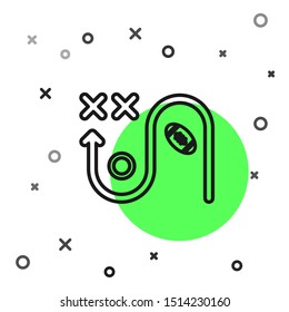 Black line Planning strategy concept icon isolated on white background. Soccer or american football cup formation and tactic.  Vector Illustration