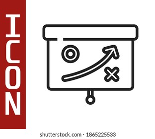 Black line Planning strategy concept icon isolated on white background. Cup formation and tactic.  Vector