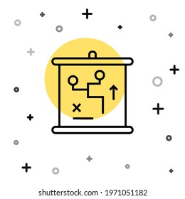 Black line Planning strategy concept icon isolated on white background. Cup formation and tactic. Random dynamic shapes. Vector