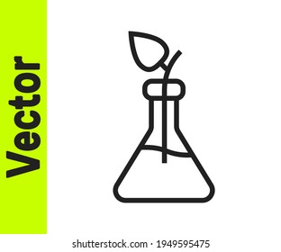 Black line Plant breeding icon isolated on white background. Plants growing in the test tubes. Organic food ,agriculture and hydroponic.  Vector