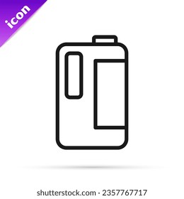 Black line Plastic bottle with handle for milk icon isolated on white background. Gallon of milk.  Vector