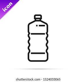Black line Plastic bottle icon isolated on white background.  Vector Illustration